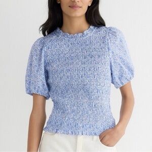 NWT Puff-sleeve smocked top in Liberty® D'Anjo Coast fabric size M
